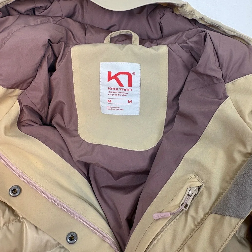 Kari Traa Women Ragnhild Down Ski Jacket Cream Hooded Puffer Medium EUC